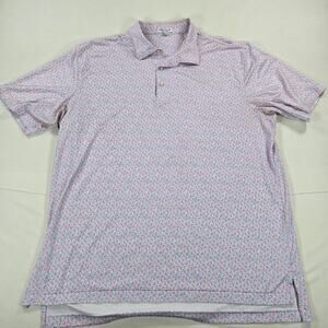 Peter Millar‎ Summer Comfort "Orange Crush" Short Sleeve Printed Polo Size XL
